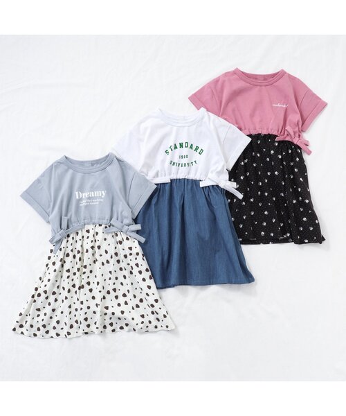 【美品】apres les cours ワンピースほか、3点セット　120 セール】3柄ロゴドッキングワンピース（ワンピース）｜apres les