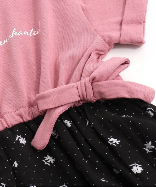 apres les cours（アプレレクール）の「3柄ロゴドッキングワンピース（ワンピース・キッズ・サックスブルー/ピンク/オフホワイト・140/130/110/100/80/120/90）」の7枚目の写真