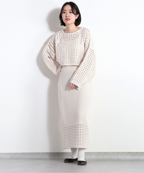cepo(セポ)の「スカシアミタイトニットスカート セットアップ可能(スカート・レディース・ベージュ/オフホワイト・M)」の1枚目の写真