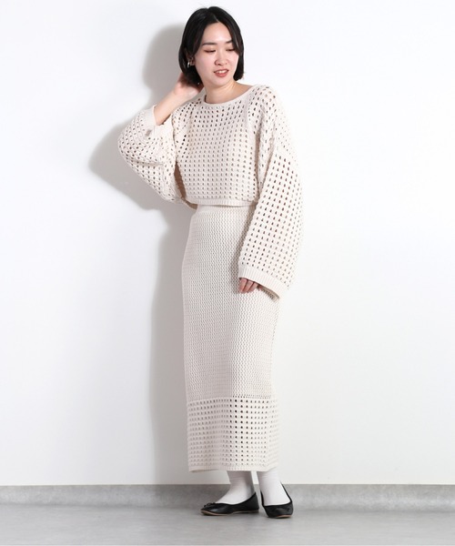 cepo(セポ)の「スカシアミタイトニットスカート セットアップ可能(スカート・レディース・ベージュ/オフホワイト・M)」の6枚目の写真