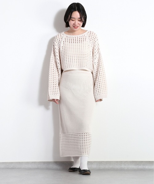 cepo(セポ)の「スカシアミタイトニットスカート セットアップ可能(スカート・レディース・ベージュ/オフホワイト・M)」の5枚目の写真