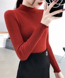 【emaan】メロー ボトルネック リブトップス