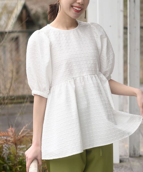 rps（アールピーエス）の「エンボスペプラムブラウス（シャツ/ブラウス・レディース・アイボリー/ブラック・フリー）」の17枚目の写真