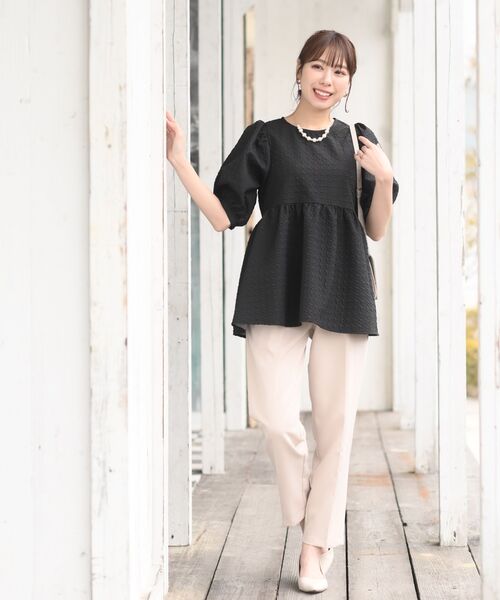 rps（アールピーエス）の「エンボスペプラムブラウス（シャツ/ブラウス・レディース・アイボリー/ブラック・フリー）」の8枚目の写真