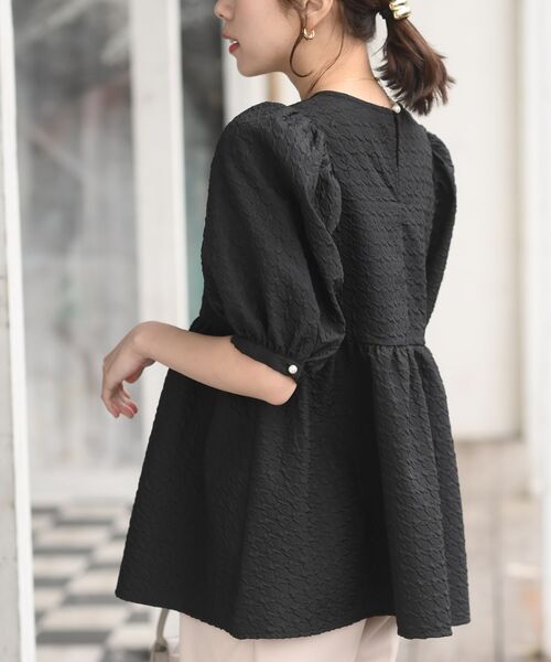 rps（アールピーエス）の「エンボスペプラムブラウス（シャツ/ブラウス・レディース・アイボリー/ブラック・フリー）」の16枚目の写真