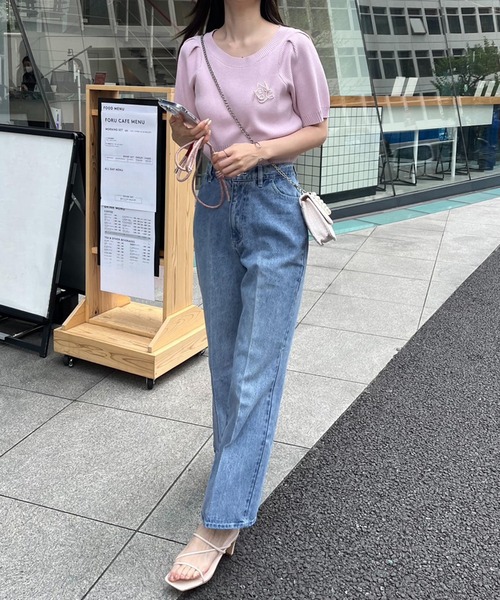 one after another NICE CLAUP（ワンアフターアナザーナイスクラップ）の「【サイズ展開あり】美シルエットワイドデニム（デニムパンツ・レディース・ブルー/ネイビー/ピンク/ブルー系その他/サックスブルー・SMALL/MEDIUM）」の19枚目の写真