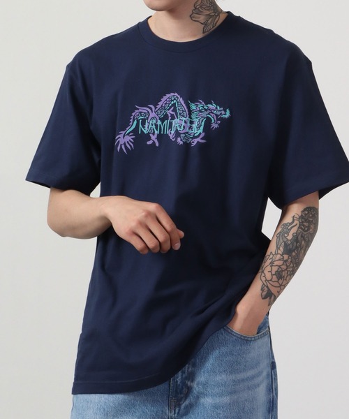 波達(NAMITATSU)(ナミタツ)の「波達(NAMITATSU) 5.6oz ヘビーウェイト プリントTシャツ(Tシャツ/カットソー・メンズ・ネイビー/ホワイト・M/L/XL)」の7枚目の写真