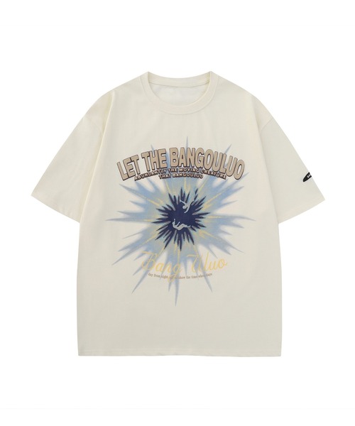 HOOK(フック)の「【HOOK】個性派抽象画プリント半袖ビッグTシャツ (SS)(Tシャツ/カットソー・メンズ・アイボリー/ブラック・L/M/XL)」の2枚目の写真