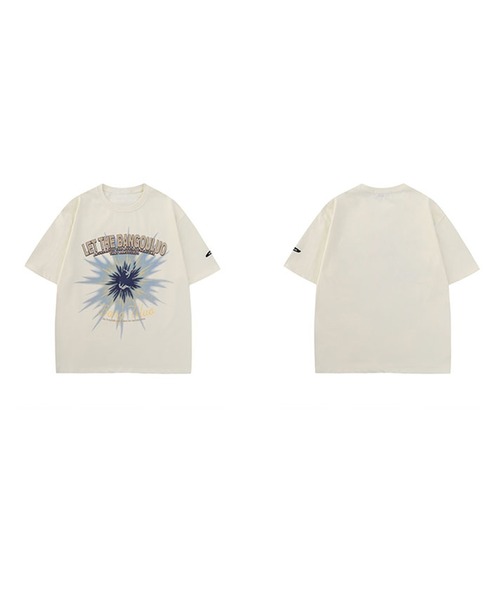 HOOK(フック)の「【HOOK】個性派抽象画プリント半袖ビッグTシャツ (SS)(Tシャツ/カットソー・メンズ・アイボリー/ブラック・L/M/XL)」の5枚目の写真