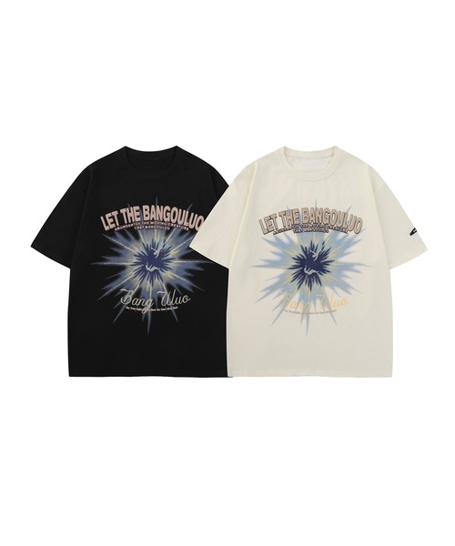 HOOK(フック)の「【HOOK】個性派抽象画プリント半袖ビッグTシャツ (SS)(Tシャツ/カットソー・メンズ・アイボリー/ブラック・L/M/XL)」の6枚目の写真