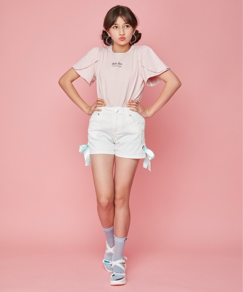 JENNI love(ジェニィラブ)の「チューリップスリーブTシャツ(Tシャツ/カットソー・キッズ・サックスブルー/カーキ/ピンク・130cm/140cm/150cm/160cm)」の21枚目の写真