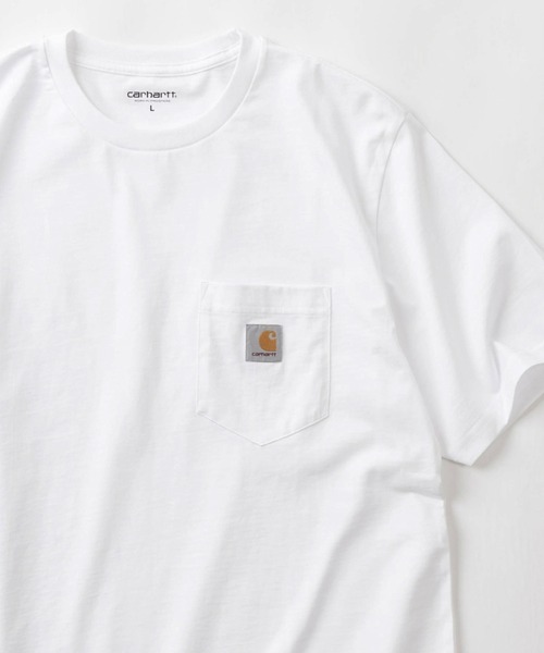 Carhartt WIP（カーハートダブリューアイピー）の「【Carhartt/カーハート】ブランドロゴ ワンポイントワッペン付き ポケット半袖Tシャツ/CH POCKET T-SHIRT（Tシャツ/カットソー・メンズ・グレイッシュブルー/アッシュグレー/ブラック/サンドベージュ/ホワイト/モスグリーン・M/L/XL）」の2枚目の写真