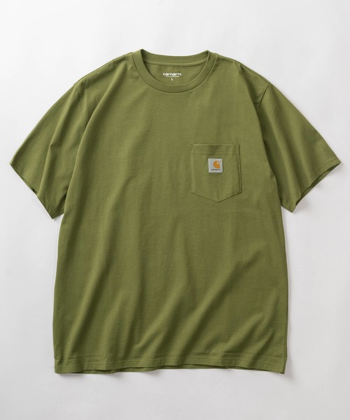 Carhartt WIP（カーハートダブリューアイピー）の「【Carhartt/カーハート】ブランドロゴ ワンポイントワッペン付き ポケット半袖Tシャツ/CH POCKET T-SHIRT（Tシャツ/カットソー・メンズ・グレイッシュブルー/アッシュグレー/ブラック/サンドベージュ/ホワイト/モスグリーン・M/L/XL）」の7枚目の写真