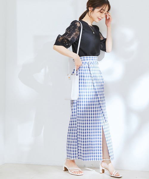VIS（ビス）の「【洗える】ギンガムチェックタイトスカート（スカート・レディース・ダークブラウン/ブラック系その他/ブルー系その他4・M/S）」の9枚目の写真