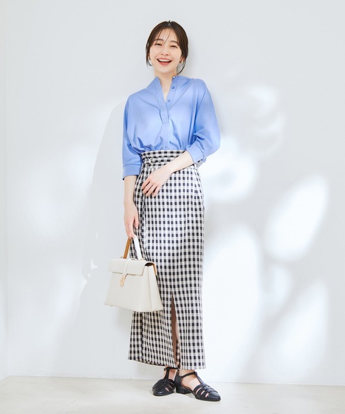 VIS（ビス）の「【洗える】ギンガムチェックタイトスカート（スカート・レディース・ダークブラウン/ブラック系その他/ブルー系その他4・M/S）」の11枚目の写真