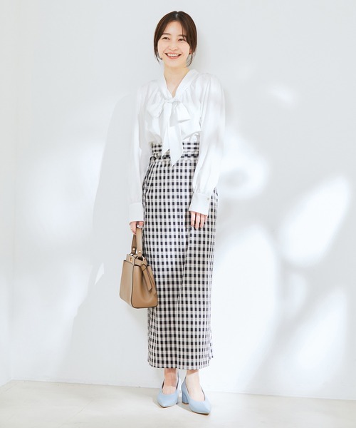 VIS（ビス）の「【洗える】ギンガムチェックタイトスカート（スカート・レディース・ダークブラウン/ブラック系その他/ブルー系その他4・M/S）」の12枚目の写真