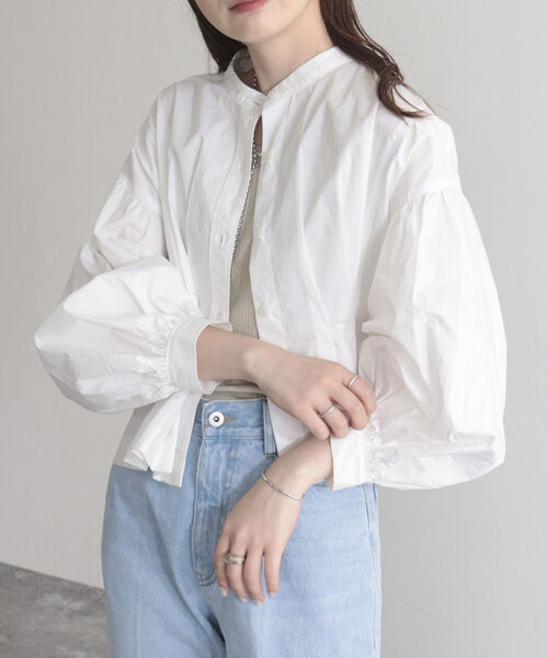 fredy emue（フレディエミュ）の「【fredy emue/フレディエミュ】クロプトバンドカラーシャツブルゾン（シャツ/ブラウス・レディース・オフホワイト/ネイビー/カーキ・38）」の8枚目の写真