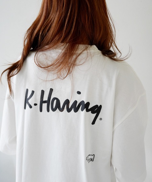 Keith Haring（キース・ヘリング）の「【 Keith Haring / キースヘリング 】 アート プリント Tシャツ ( HEART )（Tシャツ/カットソー・メンズ・ホワイト/グレイッシュブルー/スミクロ/オフホワイト・XL/L/M）」の6枚目の写真