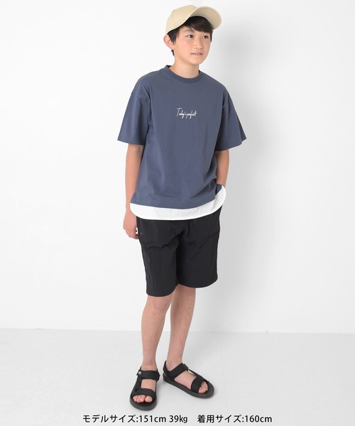 GLAZOS（グラソス）の「【接触冷感】裾レイヤード半袖Tシャツ（Tシャツ/カットソー・キッズ・インディゴブルー/グリーン/ブラック/ブルー・130cm/140cm/150cm/160cm/170cm）」の15枚目の写真