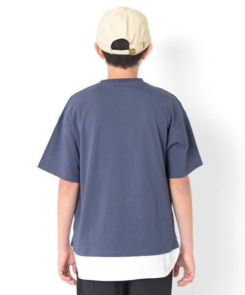 GLAZOS（グラソス）の「【接触冷感】裾レイヤード半袖Tシャツ（Tシャツ/カットソー・キッズ・インディゴブルー/グリーン/ブラック/ブルー・130cm/140cm/150cm/160cm/170cm）」の9枚目の写真