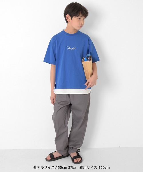 GLAZOS（グラソス）の「【接触冷感】裾レイヤード半袖Tシャツ（Tシャツ/カットソー・キッズ・インディゴブルー/グリーン/ブラック/ブルー・130cm/140cm/150cm/160cm/170cm）」の18枚目の写真