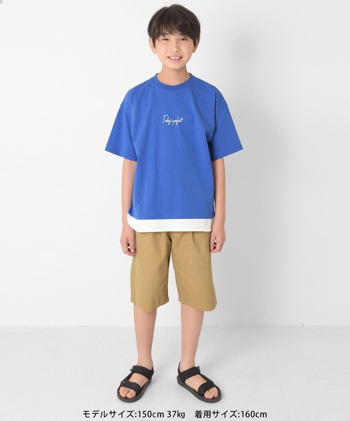 GLAZOS（グラソス）の「【接触冷感】裾レイヤード半袖Tシャツ（Tシャツ/カットソー・キッズ・インディゴブルー/グリーン/ブラック/ブルー・130cm/140cm/150cm/160cm/170cm）」の13枚目の写真
