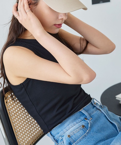 KOBE LETTUCE（コウベレタス）の「リブボレロカーディガン＆リブタンクトップSET（アンサンブル・レディース・オフホワイト/ブラック/モカ・M）」の7枚目の写真