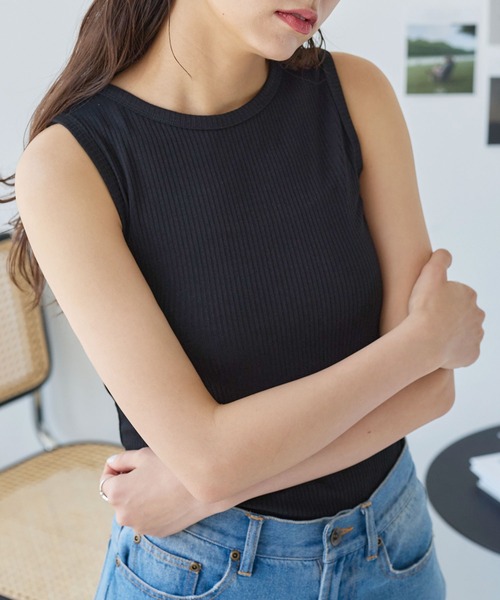 KOBE LETTUCE（コウベレタス）の「リブボレロカーディガン＆リブタンクトップSET（アンサンブル・レディース・オフホワイト/ブラック/モカ・M）」の8枚目の写真