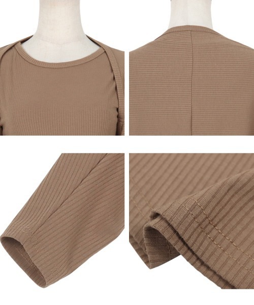 KOBE LETTUCE（コウベレタス）の「リブボレロカーディガン＆リブタンクトップSET（アンサンブル・レディース・オフホワイト/ブラック/モカ・M）」の13枚目の写真