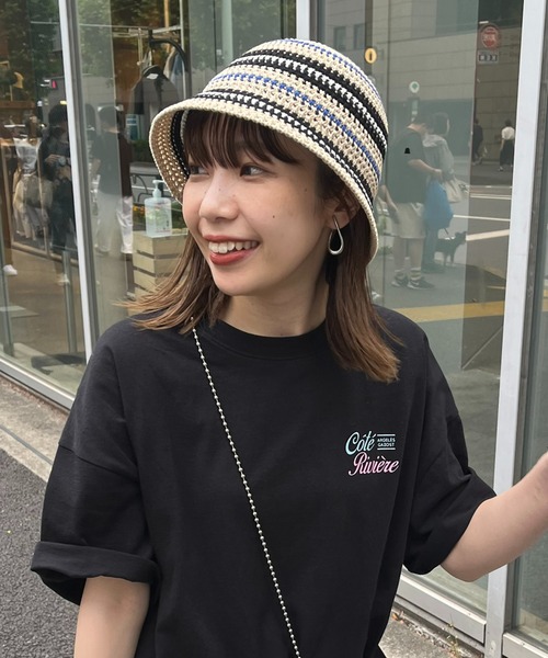 DISCOAT(ディスコート)の「【ユニセックス】ランダムボーダーサーモハット(ハット・レディース・ブラック/ベージュ・FREE)」の2枚目の写真