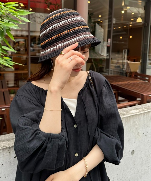 DISCOAT(ディスコート)の「【ユニセックス】ランダムボーダーサーモハット(ハット・レディース・ブラック/ベージュ・FREE)」の9枚目の写真