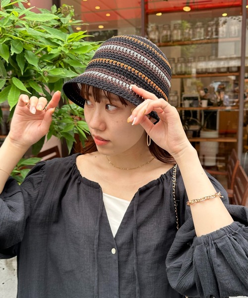 DISCOAT(ディスコート)の「【ユニセックス】ランダムボーダーサーモハット(ハット・レディース・ブラック/ベージュ・FREE)」の5枚目の写真