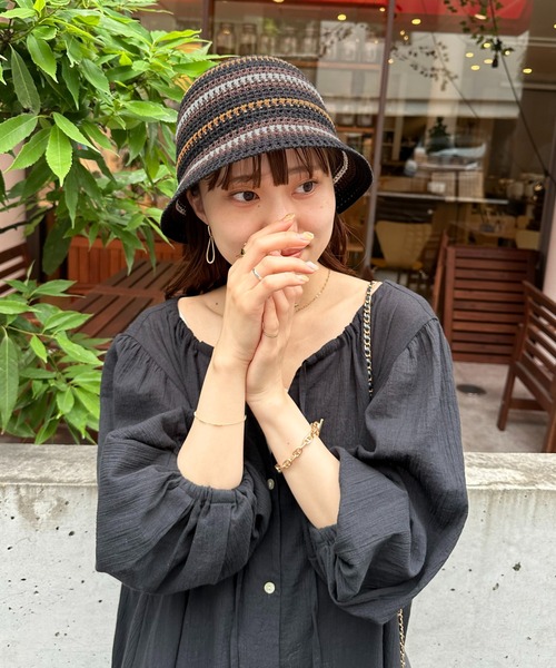 DISCOAT(ディスコート)の「【ユニセックス】ランダムボーダーサーモハット(ハット・レディース・ブラック/ベージュ・FREE)」の4枚目の写真