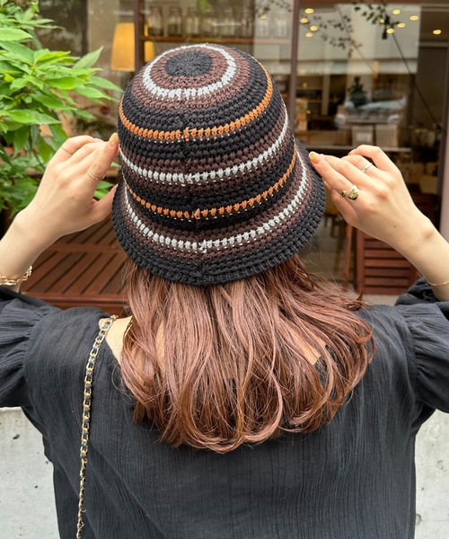 DISCOAT(ディスコート)の「【ユニセックス】ランダムボーダーサーモハット(ハット・レディース・ブラック/ベージュ・FREE)」の7枚目の写真