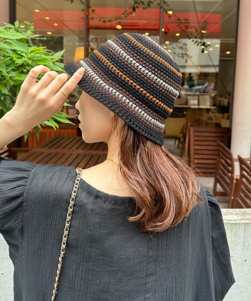 DISCOAT(ディスコート)の「【ユニセックス】ランダムボーダーサーモハット(ハット・レディース・ブラック/ベージュ・FREE)」の8枚目の写真