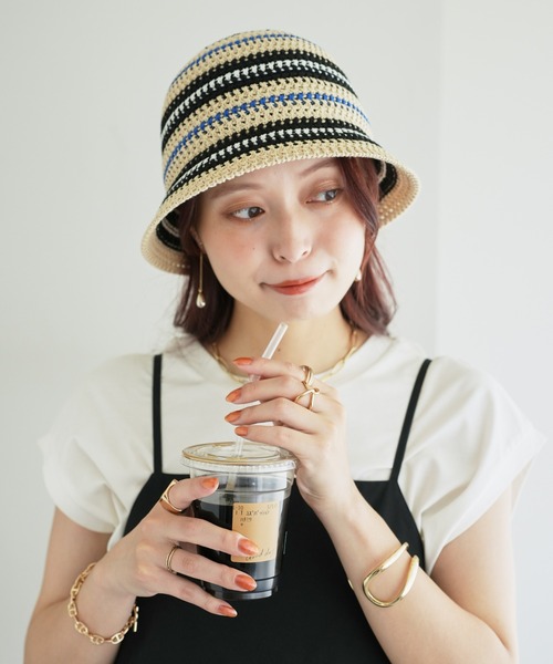 DISCOAT(ディスコート)の「【ユニセックス】ランダムボーダーサーモハット(ハット・レディース・ブラック/ベージュ・FREE)」の21枚目の写真