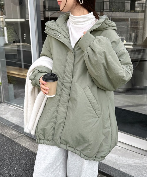 セール】オーバーサイズフーディ中綿ダウンコート（ダウンジャケット