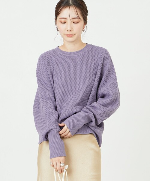 FREAK'S STORE（フリークスストア）の「限定展開　サーマル ショート ニット プルオーバー（ニット/セーター・レディース・オレンジ/ブラック/マスタード/グレー/ブルー/ナチュラル/オリーブ/パープル/ピンク/グリーン・ﾌﾘ-）」の8枚目の写真