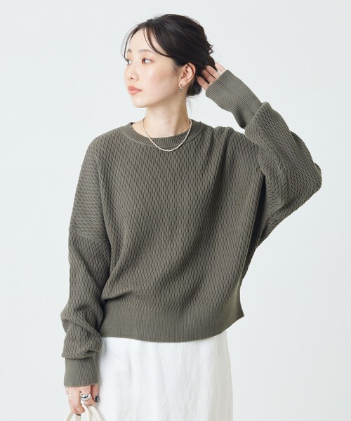 FREAK'S STORE（フリークスストア）の「限定展開　サーマル ショート ニット プルオーバー（ニット/セーター・レディース・オレンジ/ブラック/マスタード/グレー/ブルー/ナチュラル/オリーブ/パープル/ピンク/グリーン・ﾌﾘ-）」の19枚目の写真