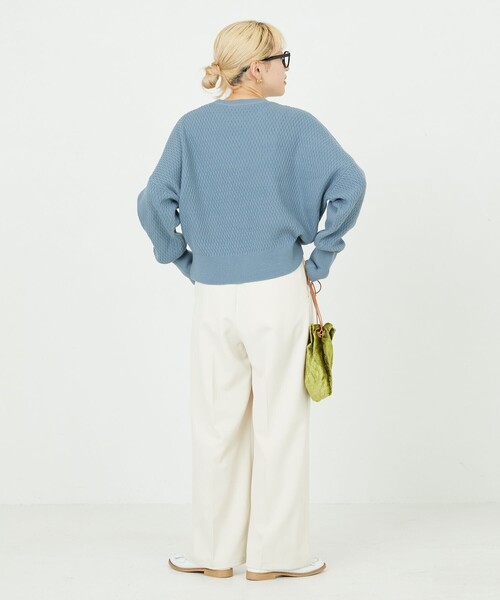 FREAK'S STORE（フリークスストア）の「限定展開　サーマル ショート ニット プルオーバー（ニット/セーター・レディース・オレンジ/ブラック/マスタード/グレー/ブルー/ナチュラル/オリーブ/パープル/ピンク/グリーン・ﾌﾘ-）」の13枚目の写真