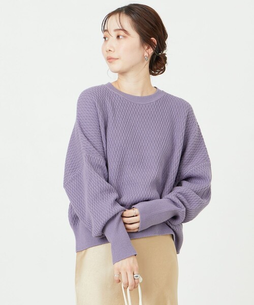 FREAK'S STORE（フリークスストア）の「限定展開　サーマル ショート ニット プルオーバー（ニット/セーター・レディース・オレンジ/ブラック/マスタード/グレー/ブルー/ナチュラル/オリーブ/パープル/ピンク/グリーン・ﾌﾘ-）」の11枚目の写真