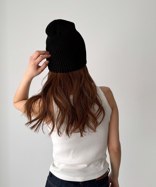 CANAL JEAN（キャナルジーン）の「El mar　カラーリブニットCAP（ニットキャップ/ビーニー・レディース・ブラック/ヘザーグレー/チャコールグレー/オフホワイト/グリーン/ベージュ/モカ・ONE SIZE）」の16枚目の写真