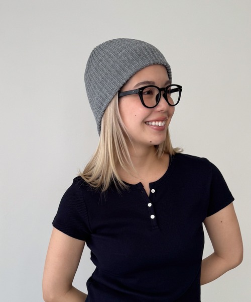 CANAL JEAN（キャナルジーン）の「El mar　カラーリブニットCAP（ニットキャップ/ビーニー・レディース・ブラック/ヘザーグレー/チャコールグレー/オフホワイト/グリーン/ベージュ/モカ・ONE SIZE）」の15枚目の写真