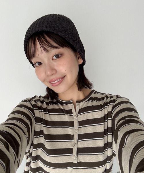 CANAL JEAN(キャナルジーン)の「El mar カラーリブニットCAP(ニットキャップ/ビーニー・レディース・ブラック/ヘザーグレー/チャコールグレー/オフホワイト/グリーン/ベージュ/モカ・ONE SIZE)」の17枚目の写真