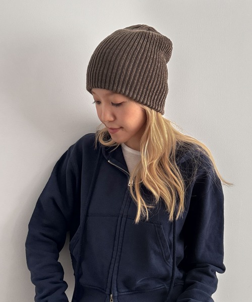 CANAL JEAN(キャナルジーン)の「El mar カラーリブニットCAP(ニットキャップ/ビーニー・レディース・ブラック/ヘザーグレー/チャコールグレー/オフホワイト/グリーン/ベージュ/モカ・ONE SIZE)」の21枚目の写真