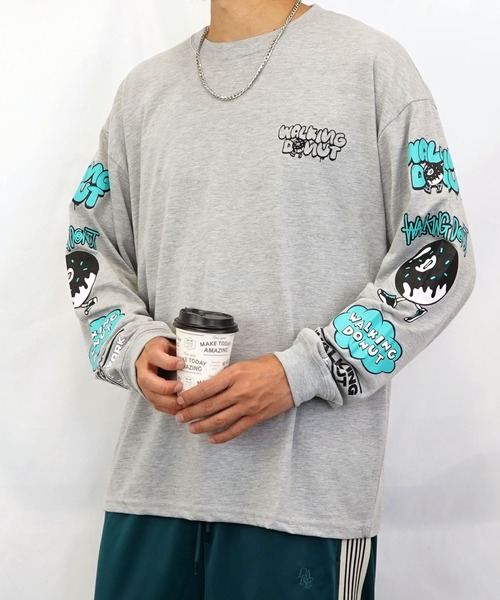 Burner（バーナー）の「【GROOVY STORE】WALKING DONUT　刺繍＆プリント　ロングスリーブTシャツ（Tシャツ/カットソー・メンズ・ブラック/ブラック系その他2/ブルー系その他2/ホワイト/ホワイト系その他2/杢グレー/ブルー/グレー/スミクロ/ブラック系その他3/ホワイト系その他3/ブラウン/ダークネイビー・L/M/LL）」の8枚目の写真