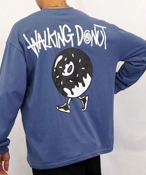Burner（バーナー）の「【GROOVY STORE】WALKING DONUT　刺繍＆プリント　ロングスリーブTシャツ（Tシャツ/カットソー・メンズ・ブラック/ブラック系その他2/ブルー系その他2/ホワイト/ホワイト系その他2/杢グレー/ブルー/グレー/スミクロ/ブラック系その他3/ホワイト系その他3/ブラウン/ダークネイビー・L/M/LL）」の11枚目の写真