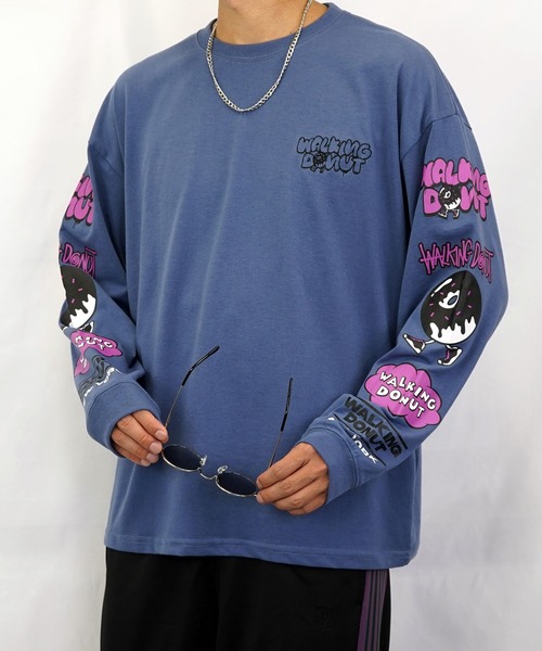 Burner（バーナー）の「【GROOVY STORE】WALKING DONUT　刺繍＆プリント　ロングスリーブTシャツ（Tシャツ/カットソー・メンズ・ブラック/ブラック系その他2/ブルー系その他2/ホワイト/ホワイト系その他2/杢グレー/ブルー/グレー/スミクロ/ブラック系その他3/ホワイト系その他3/ブラウン/ダークネイビー・L/M/LL）」の13枚目の写真