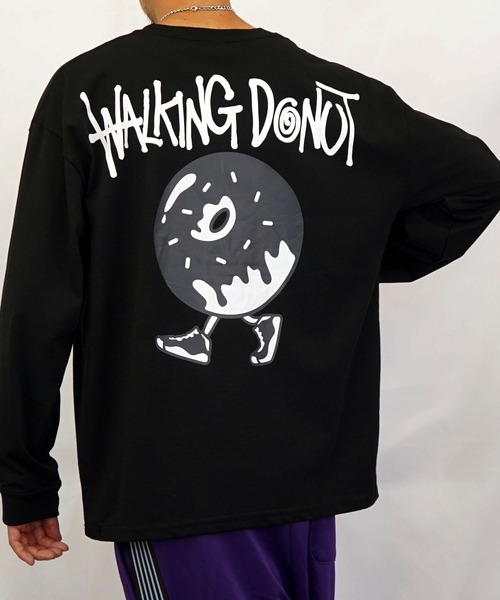 Burner（バーナー）の「【GROOVY STORE】WALKING DONUT　刺繍＆プリント　ロングスリーブTシャツ（Tシャツ/カットソー・メンズ・ブラック/ブラック系その他2/ブルー系その他2/ホワイト/ホワイト系その他2/杢グレー/ブルー/グレー/スミクロ/ブラック系その他3/ホワイト系その他3/ブラウン/ダークネイビー・L/M/LL）」の4枚目の写真