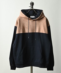ATELANE/TC裏起毛フェイクスウェードヨーク切替POパーカー